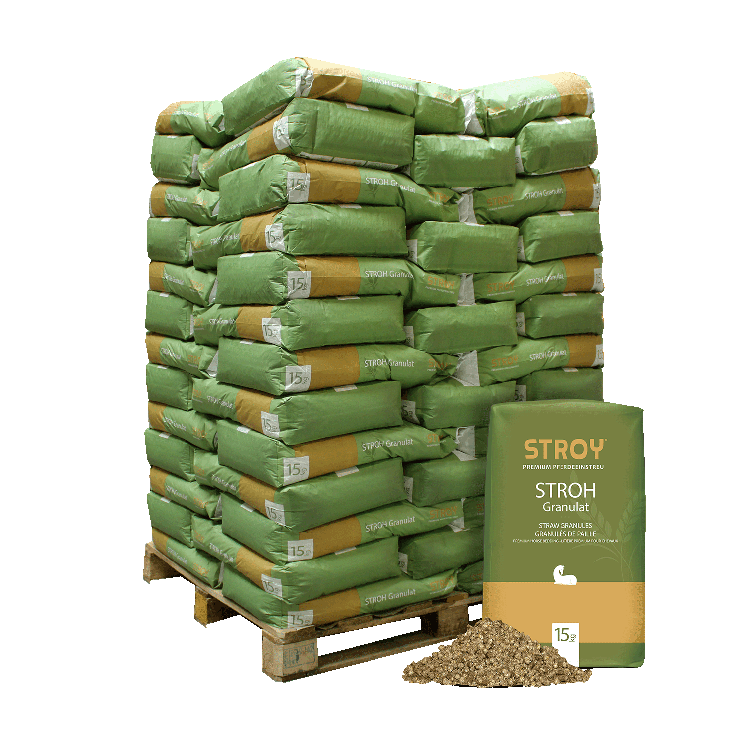 SKE15 Strohgranulat Vollpalette Verpackung
