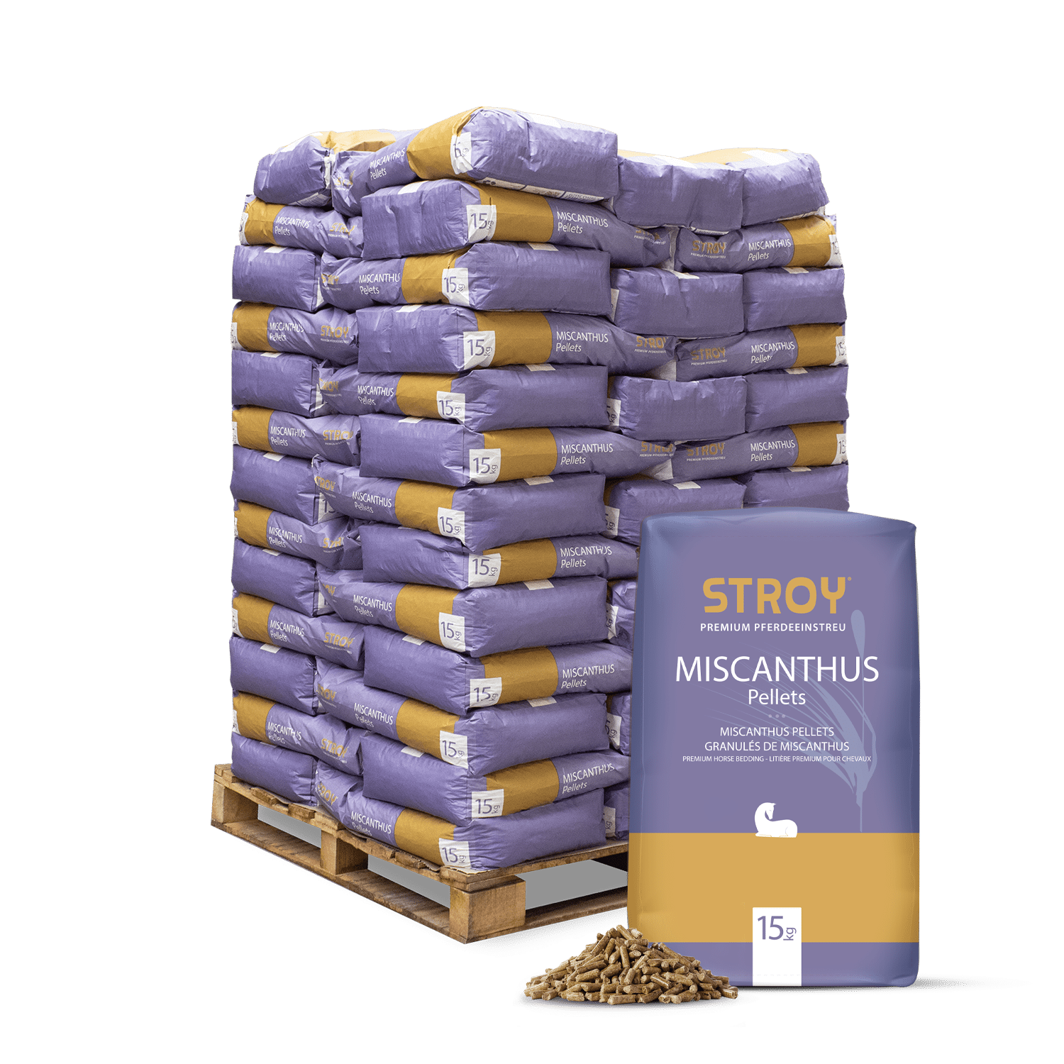 XHE15 Miscanthus Pellets Vollpalette Verpackung