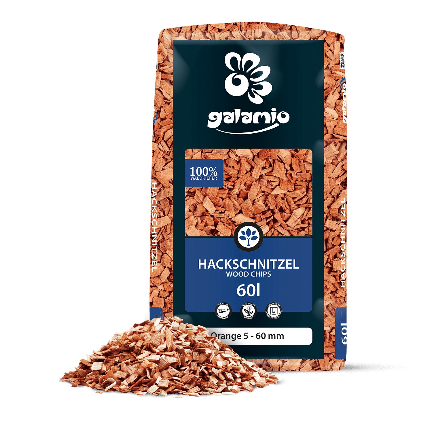 MHO60 Hackschnitzel orange Vepackung Haufen links