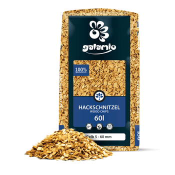 Holzhackschnitzel Gelb MHY60 Hackschnitzel Gelb Verpackung Haufen links