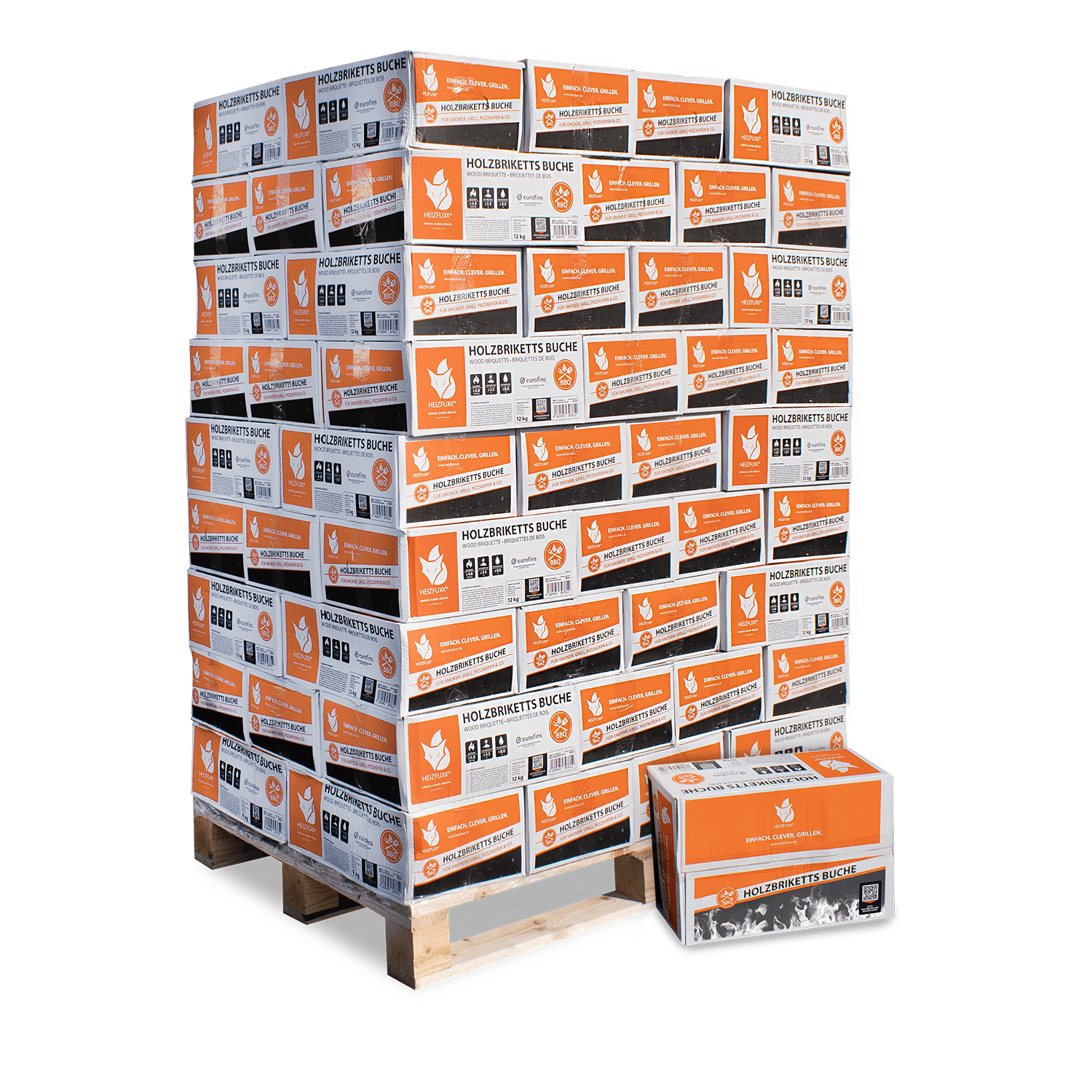 BNK12 Holzbriketts Buche 12kg 81er Palette Verpackung