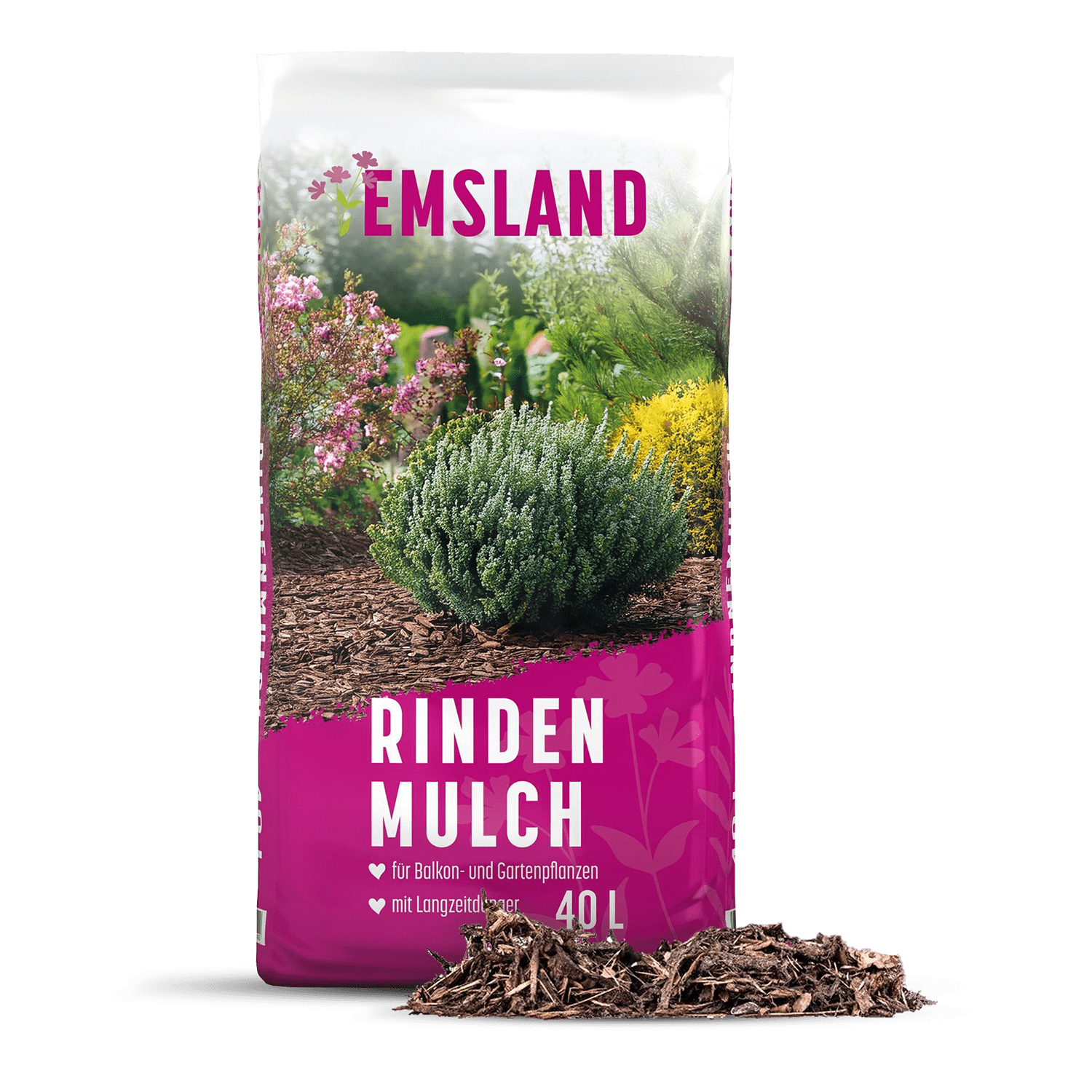 MEB40 Rindenmulch Emsland 40l 0 40mm Verpackung Haufen rechts min