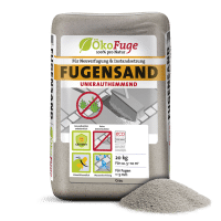 FSG20 Fugensand Grau Verpackung + Sandhaufen